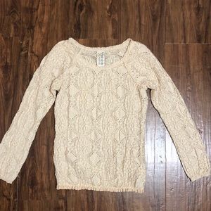 Free People Stretchy Crochet Knit Sweater, XS